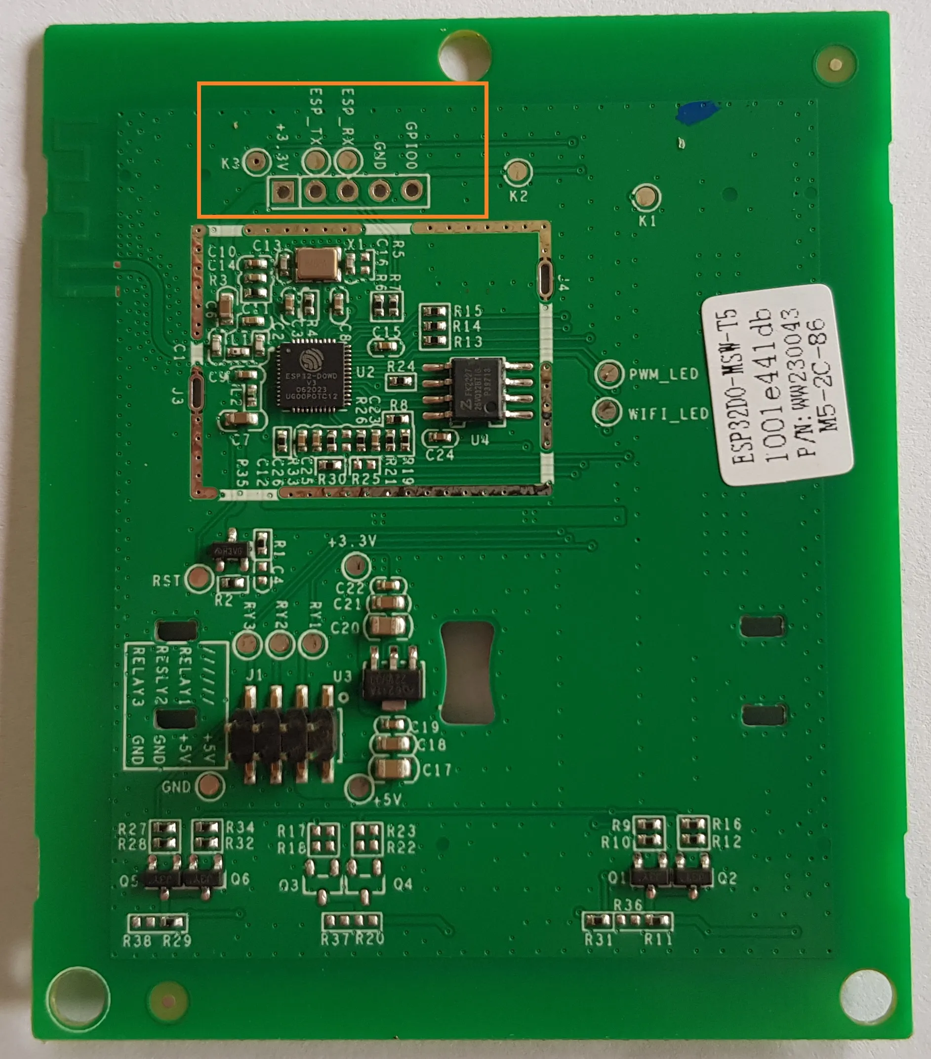 Pin header for flashing incl. GPIO00 header