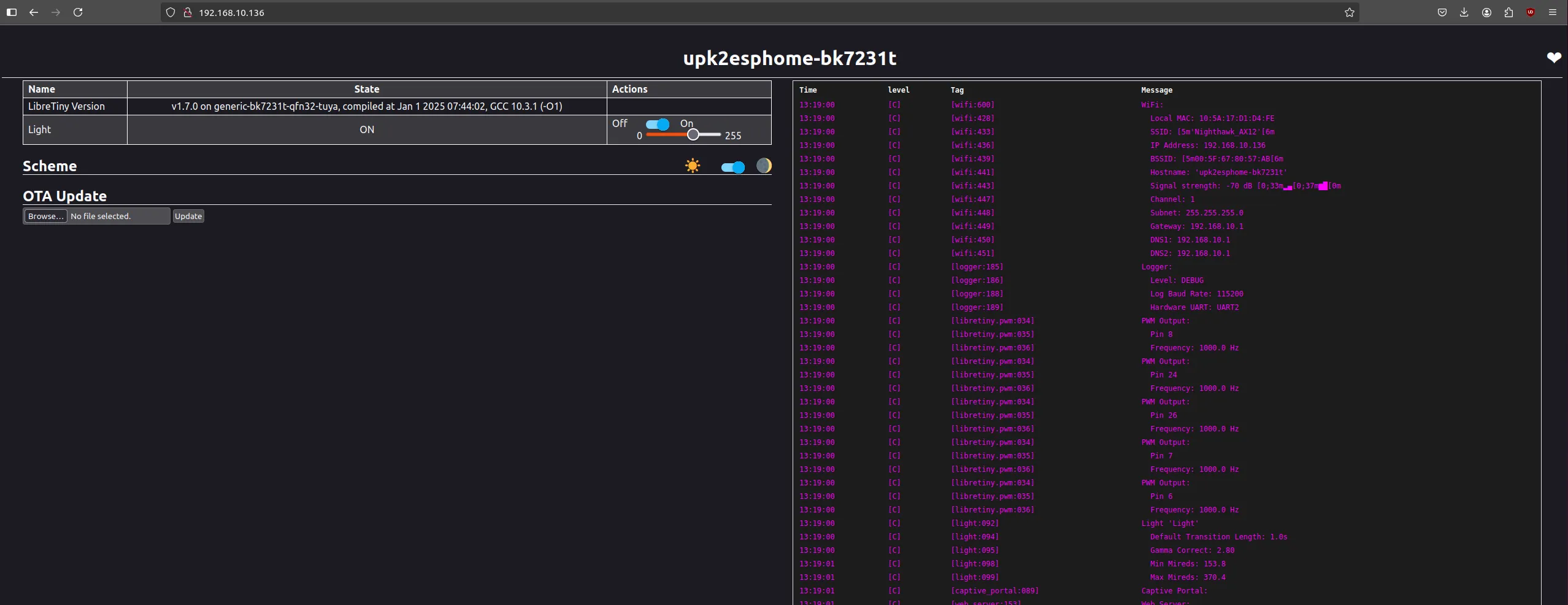 esphome firmware Web server runing esphome firmware Web server runing
